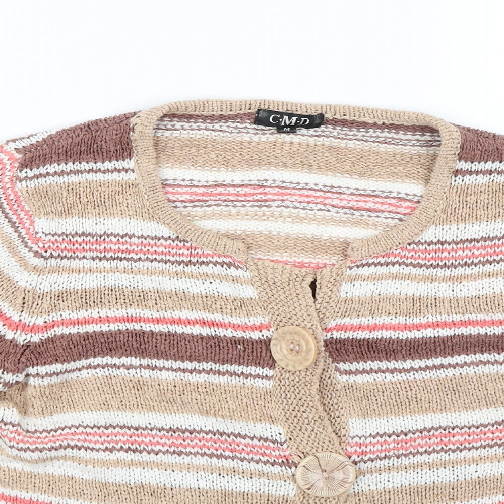 C.M.D Womens Brown Striped Knit Cardigan Jumper Size M