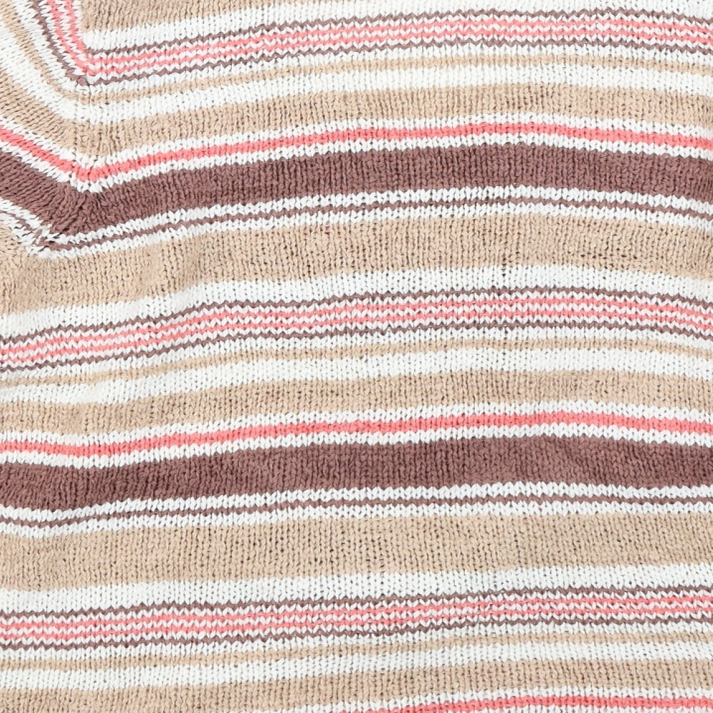C.M.D Womens Brown Striped Knit Cardigan Jumper Size M