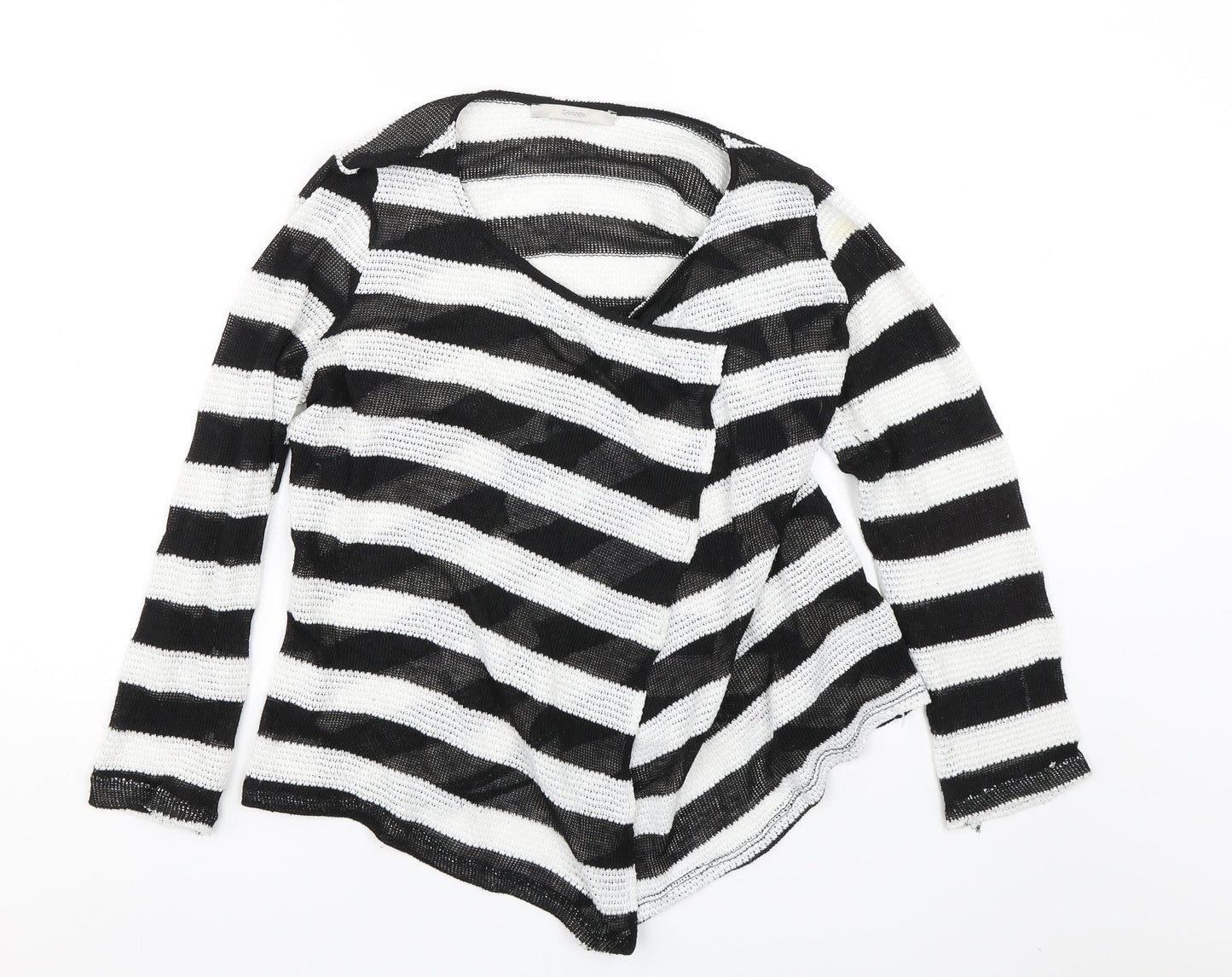 George Womens Black Striped Knit Cardigan Jumper Size 12