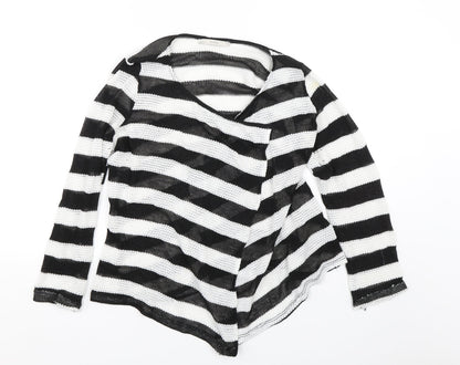 George Womens Black Striped Knit Cardigan Jumper Size 12