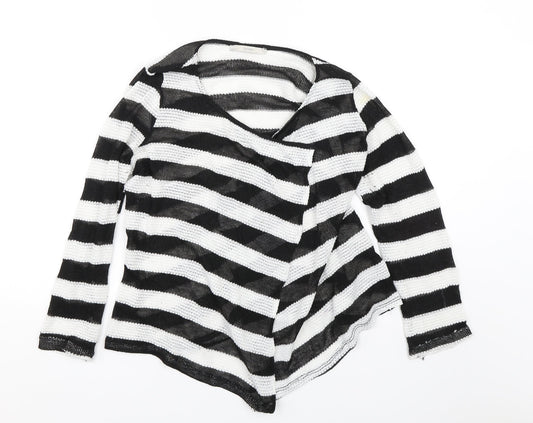 George Womens Black Striped Knit Cardigan Jumper Size 12