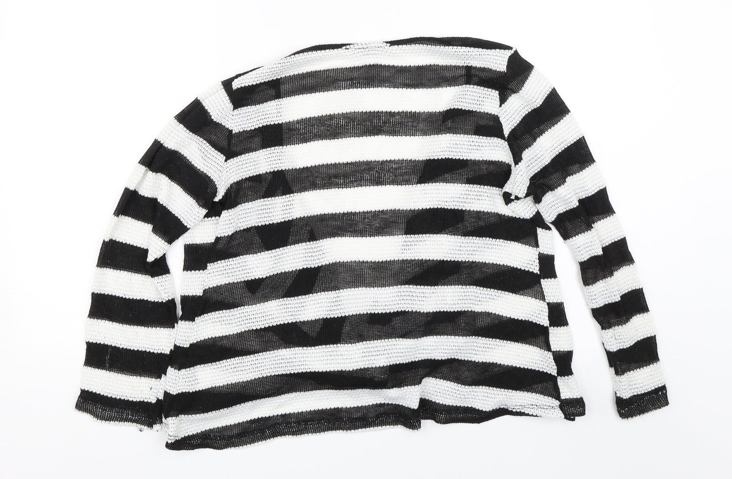 George Womens Black Striped Knit Cardigan Jumper Size 12