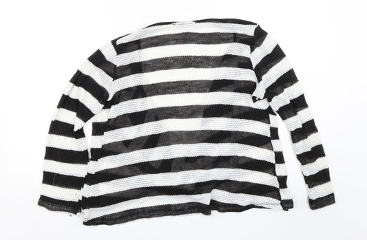 George Womens Black Striped Knit Cardigan Jumper Size 12