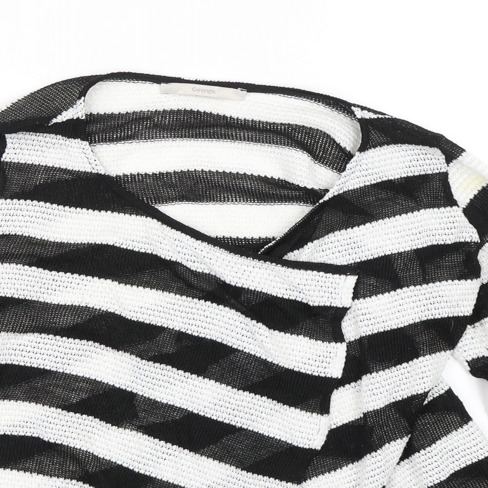 George Womens Black Striped Knit Cardigan Jumper Size 12