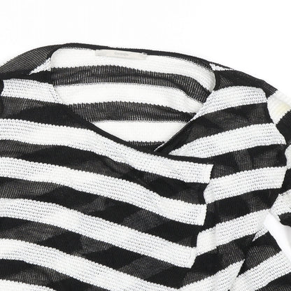 George Womens Black Striped Knit Cardigan Jumper Size 12
