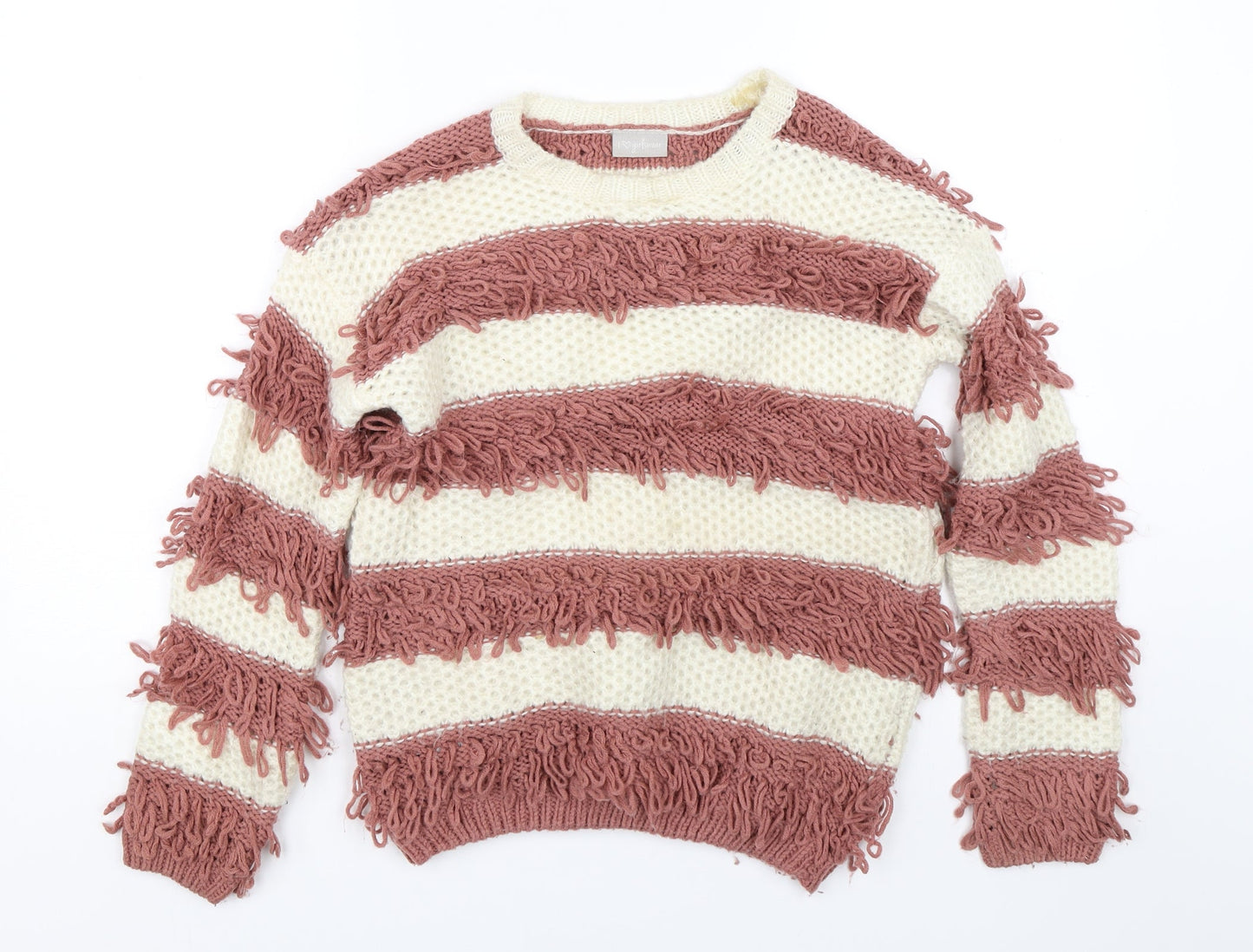 I love girlswear Girls Pink Striped Knit Pullover Jumper Size 10-11 Years