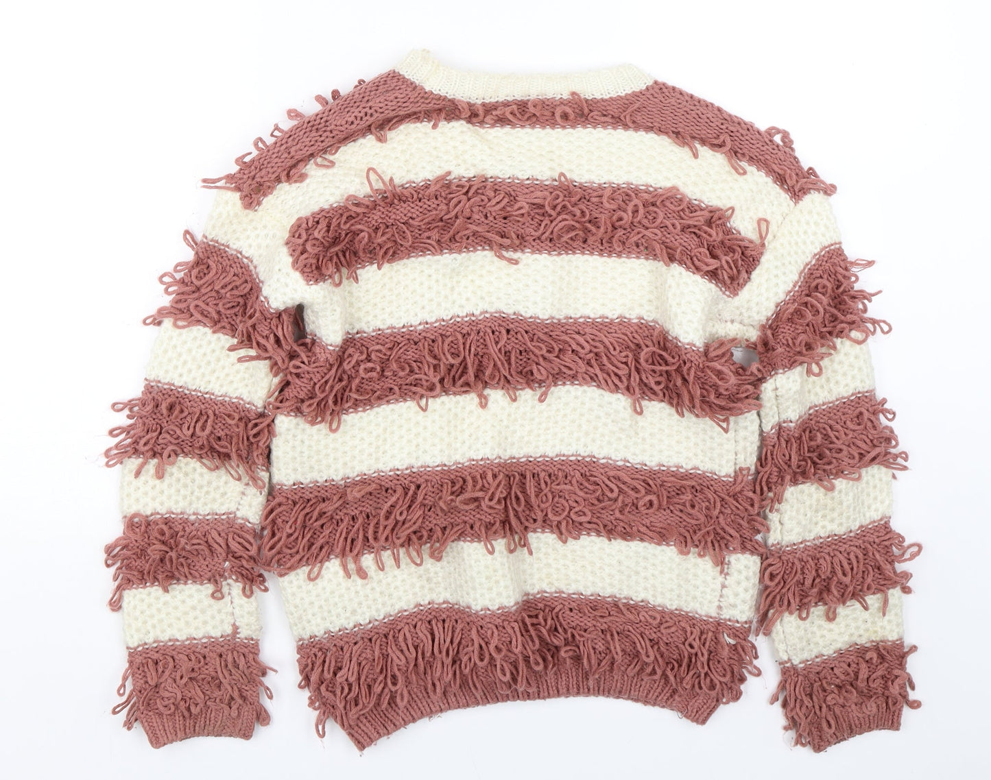I love girlswear Girls Pink Striped Knit Pullover Jumper Size 10-11 Years