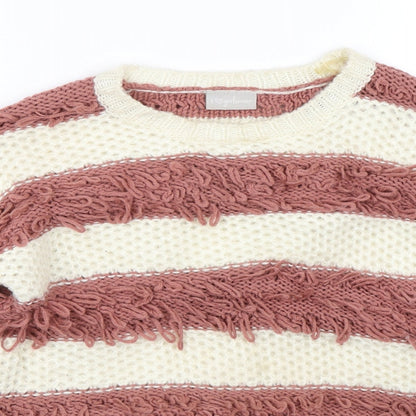 I love girlswear Girls Pink Striped Knit Pullover Jumper Size 10-11 Years