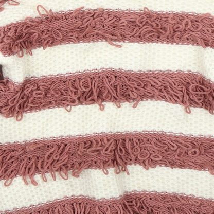 I love girlswear Girls Pink Striped Knit Pullover Jumper Size 10-11 Years