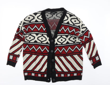 FOREVER 21 Womens Red Striped Knit Cardigan Jumper Size L