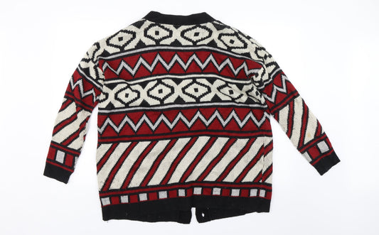 FOREVER 21 Womens Red Striped Knit Cardigan Jumper Size L