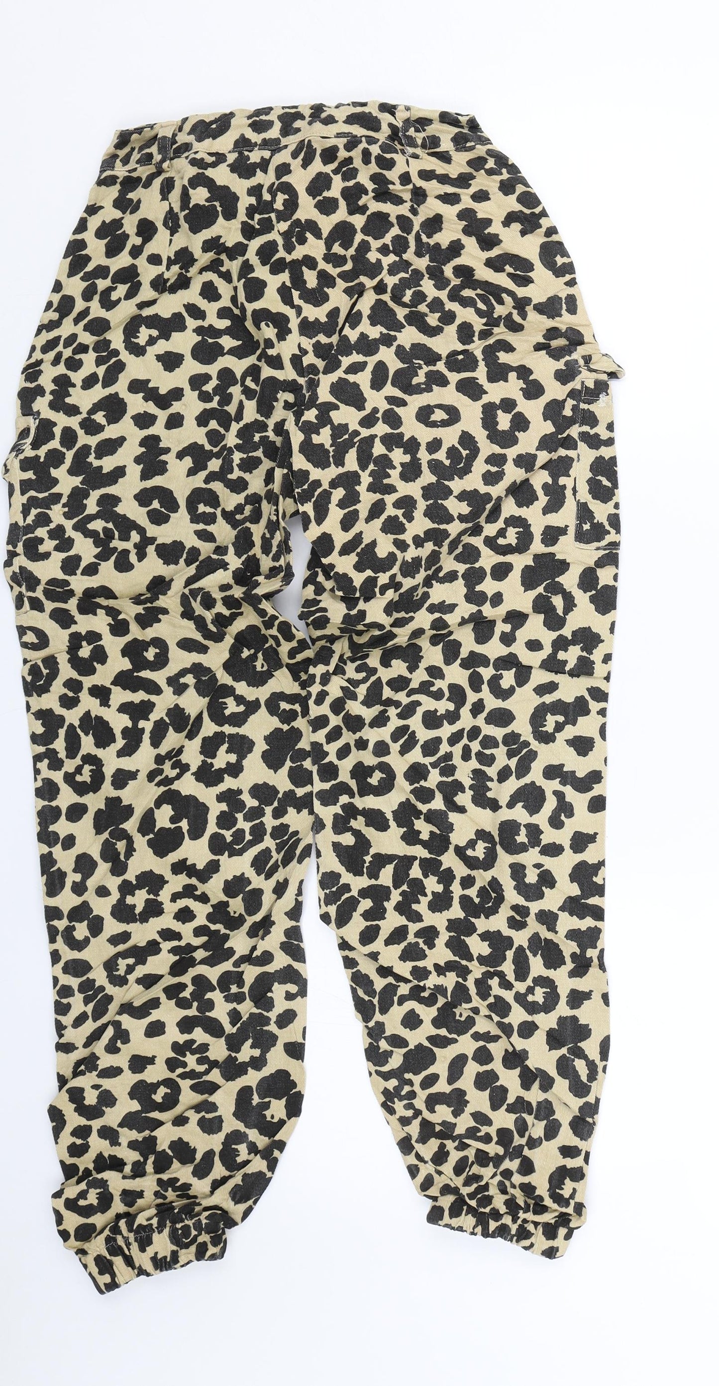 Womens UK Size 4 PRETTYLITTLETHING Relaxed Fit Cargo Beige Trousers