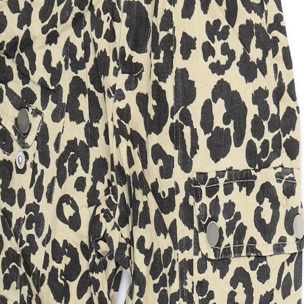 Womens UK Size 4 PRETTYLITTLETHING Relaxed Fit Cargo Beige Trousers