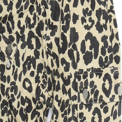 Womens UK Size 4 PRETTYLITTLETHING Relaxed Fit Cargo Beige Trousers