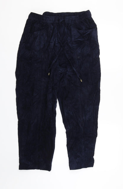 Womens UK Size 14 Isle Regular Fit Cropped Blue Trousers
