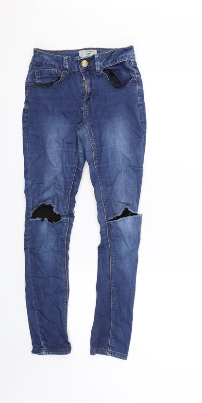 New Look Girls Blue  Denim Skinny Jeans Size 13 Years - Distressed