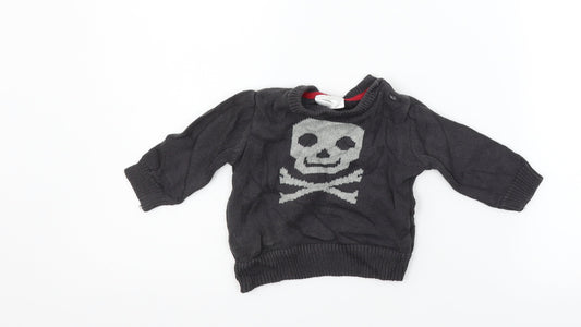 F&F Girls Grey Geometric  Pullover Jumper Size 3-6 Months