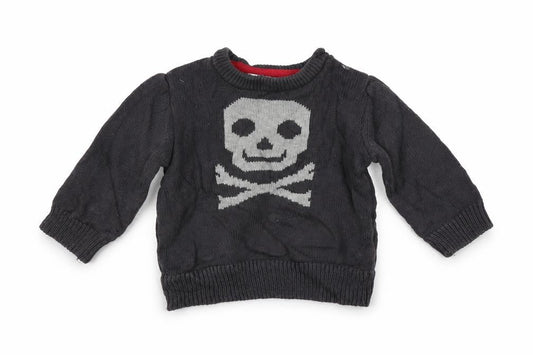 F&F Girls Grey Geometric  Pullover Jumper Size 3-6 Months