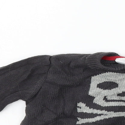 F&F Girls Grey Geometric  Pullover Jumper Size 3-6 Months