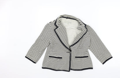 John Lewis Womens White Striped  Cardigan Jumper Size 8