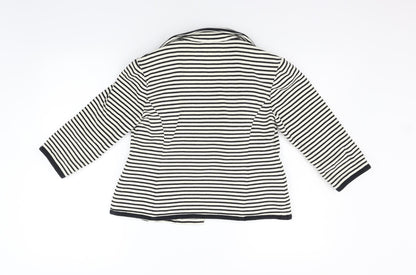 John Lewis Womens White Striped  Cardigan Jumper Size 8