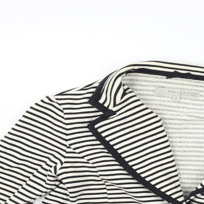 John Lewis Womens White Striped  Cardigan Jumper Size 8