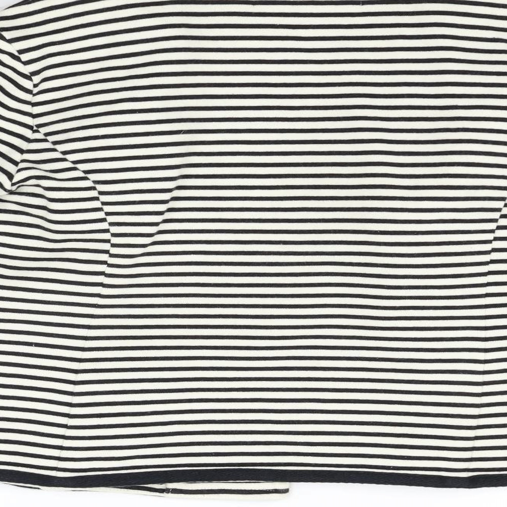 John Lewis Womens White Striped  Cardigan Jumper Size 8