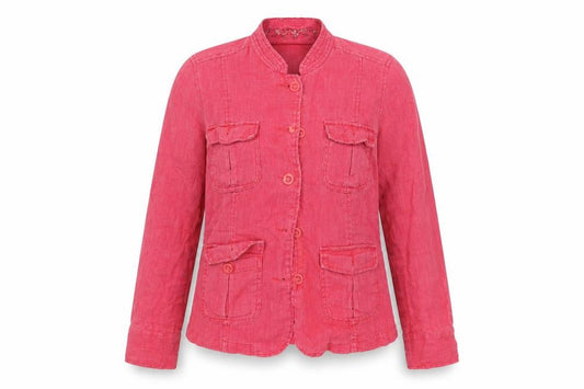 Front view of EVIE women’s pink jacket coat, size UK 10