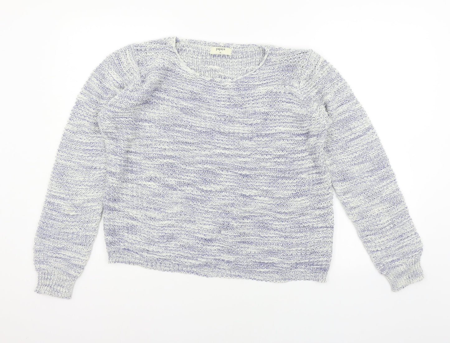 Womens UK Size M Papaya Blue Pullover Jumper
