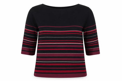 Monsoon Womens Black Striped  Pullover Jumper Size L