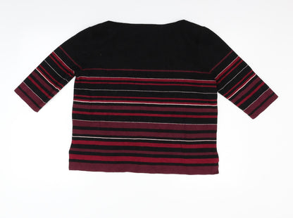 Monsoon Womens Black Striped  Pullover Jumper Size L