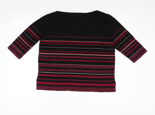 Monsoon Womens Black Striped  Pullover Jumper Size L