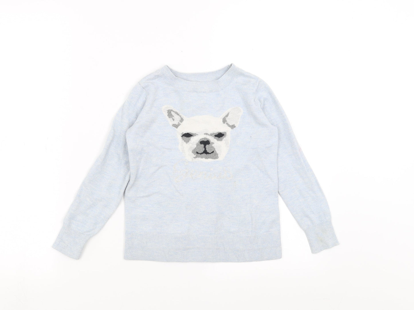 Gap Girls Blue  Knit Pullover Jumper Size 6-7 Years  - dog