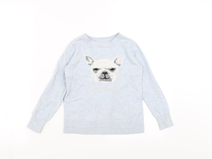 Gap Girls Blue  Knit Pullover Jumper Size 6-7 Years  - dog