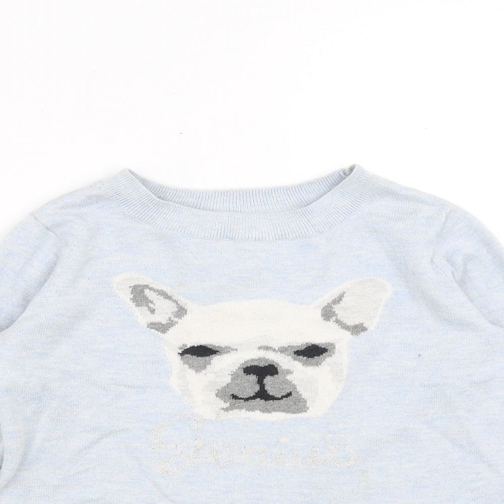 Gap Girls Blue  Knit Pullover Jumper Size 6-7 Years  - dog