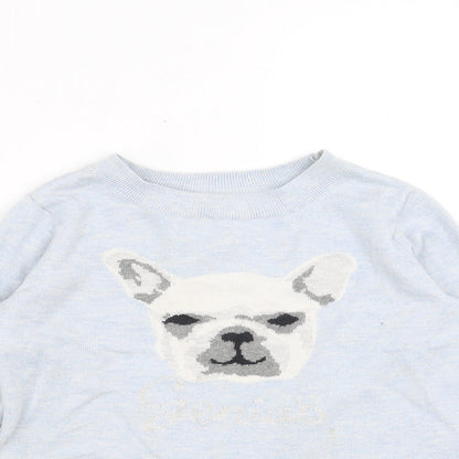 Gap Girls Blue  Knit Pullover Jumper Size 6-7 Years  - dog