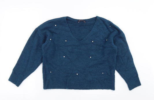 Womens UK Size 14 Marks and Spencer Blue Pullover Jumper