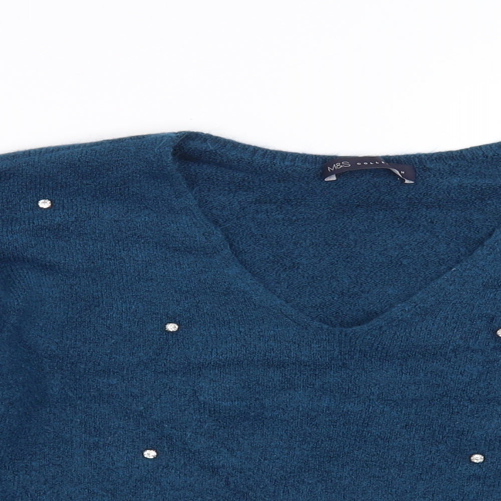 Womens UK Size 14 Marks and Spencer Blue Pullover Jumper