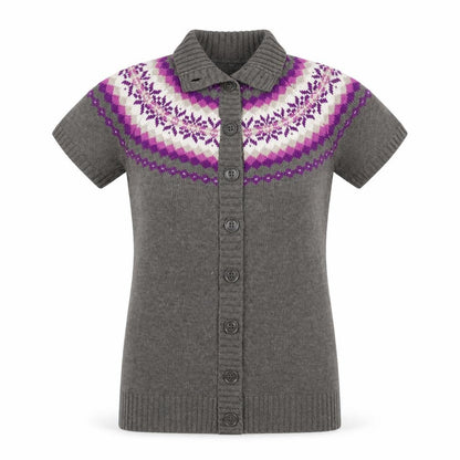 ESPRIT Womens Grey Geometric Knit Cardigan Jumper Size XS