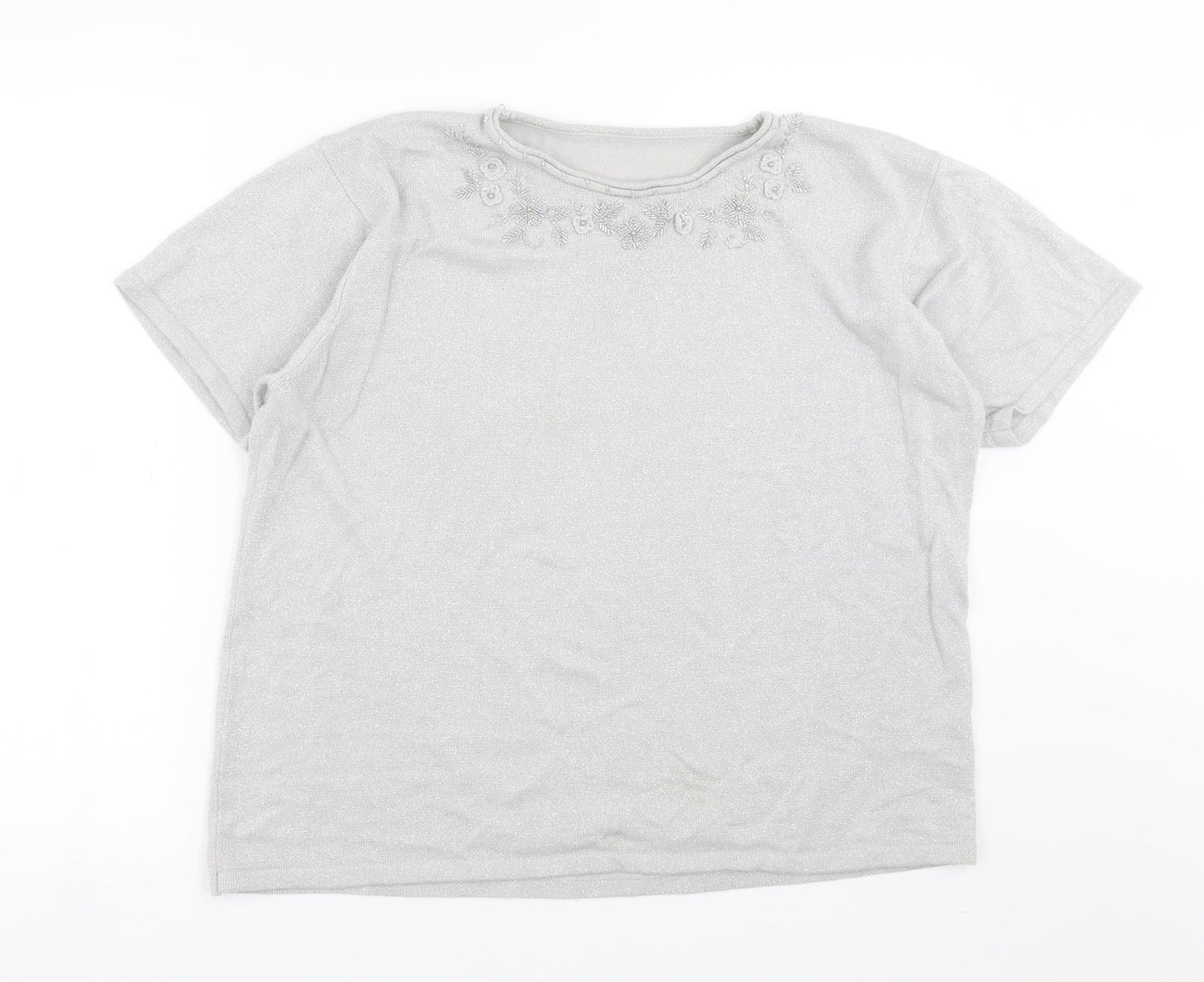 Womens UK Size XL Preworn Silver Pullover Jumper