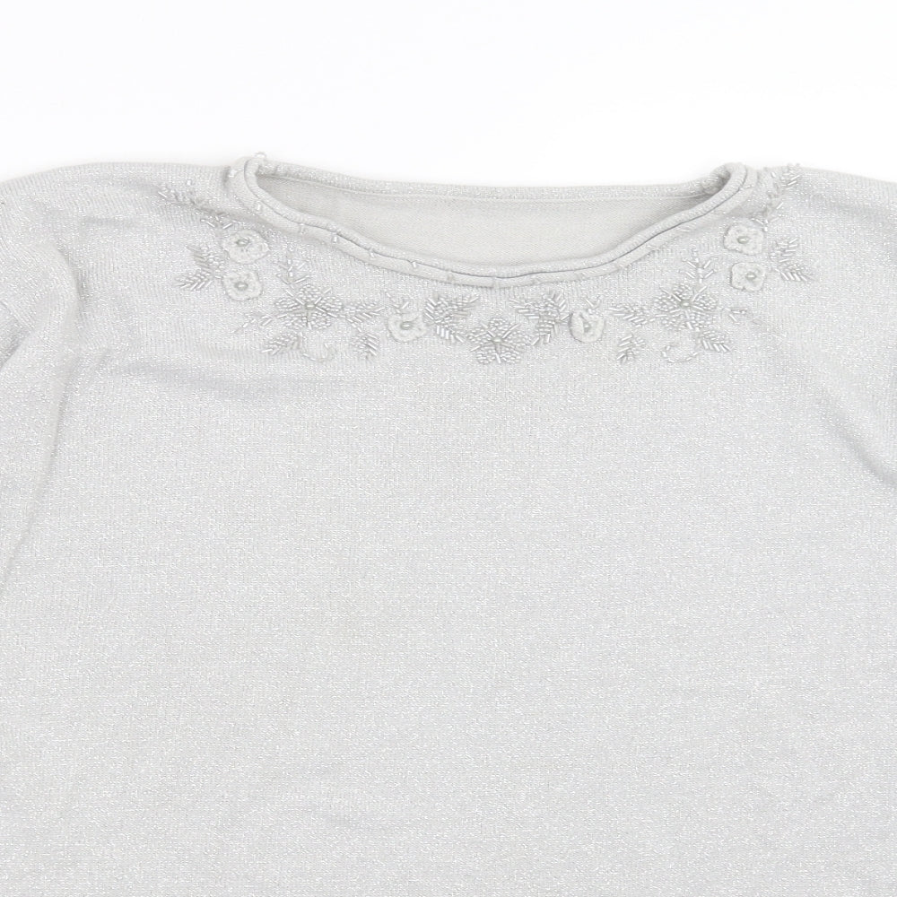 Womens UK Size XL Preworn Silver Pullover Jumper