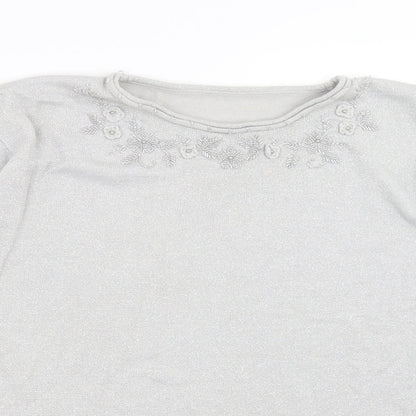Womens UK Size XL Preworn Silver Pullover Jumper