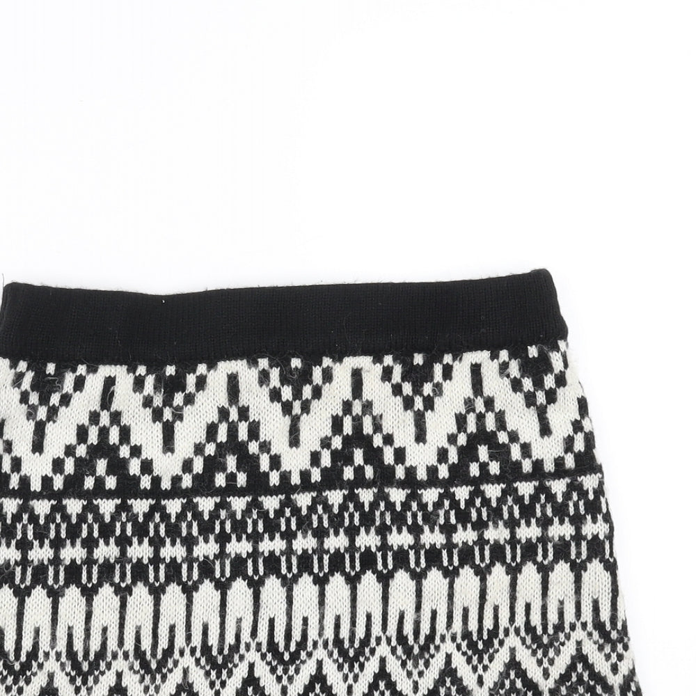 Miss Selfridge Womens Black Geometric Knit A-Line Skirt Size 8