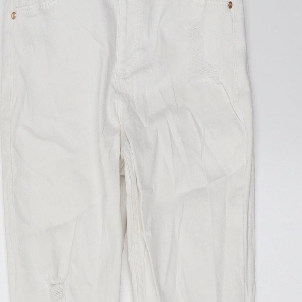 River Island Girls White  Denim Skinny Jeans Size 9 Years - Distressed