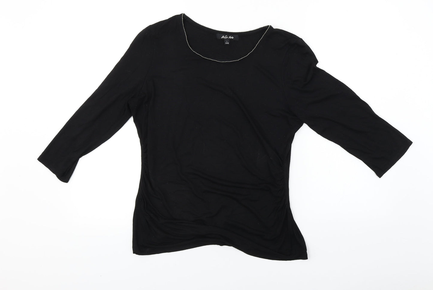 Womens UK Size L Belle Vere Black Basic T-Shirt