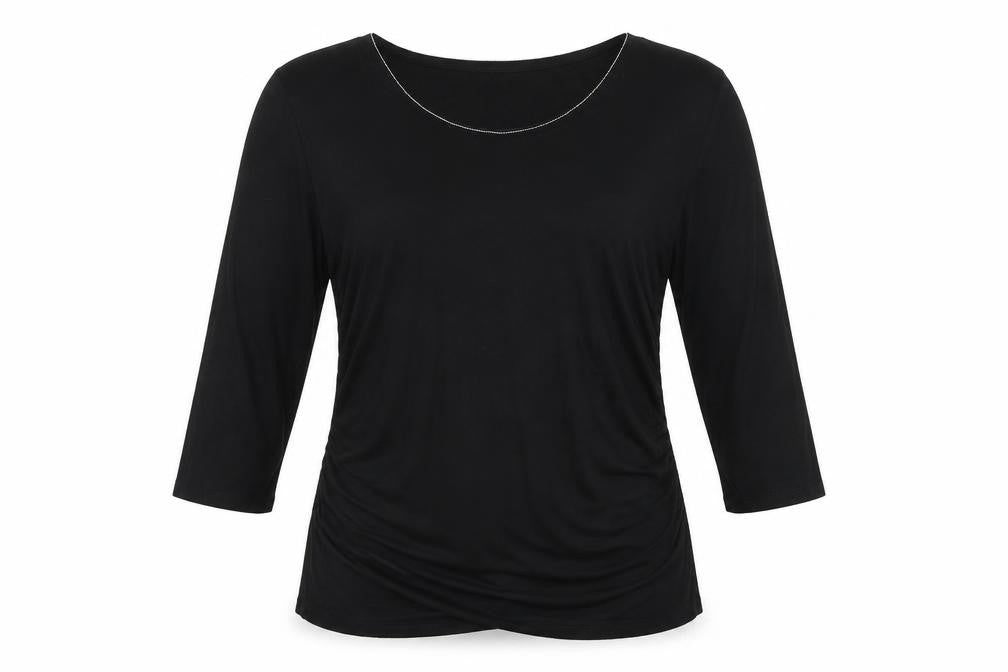 Womens UK Size L Belle Vere Black Basic T-Shirt