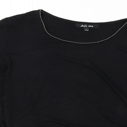 Womens UK Size L Belle Vere Black Basic T-Shirt
