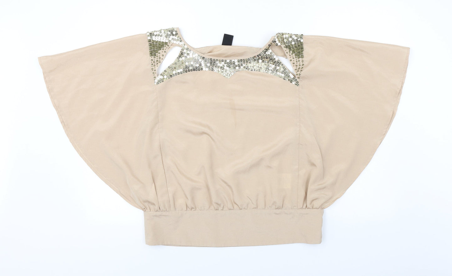 Womens UK Size L Villa Beige Basic Blouse
