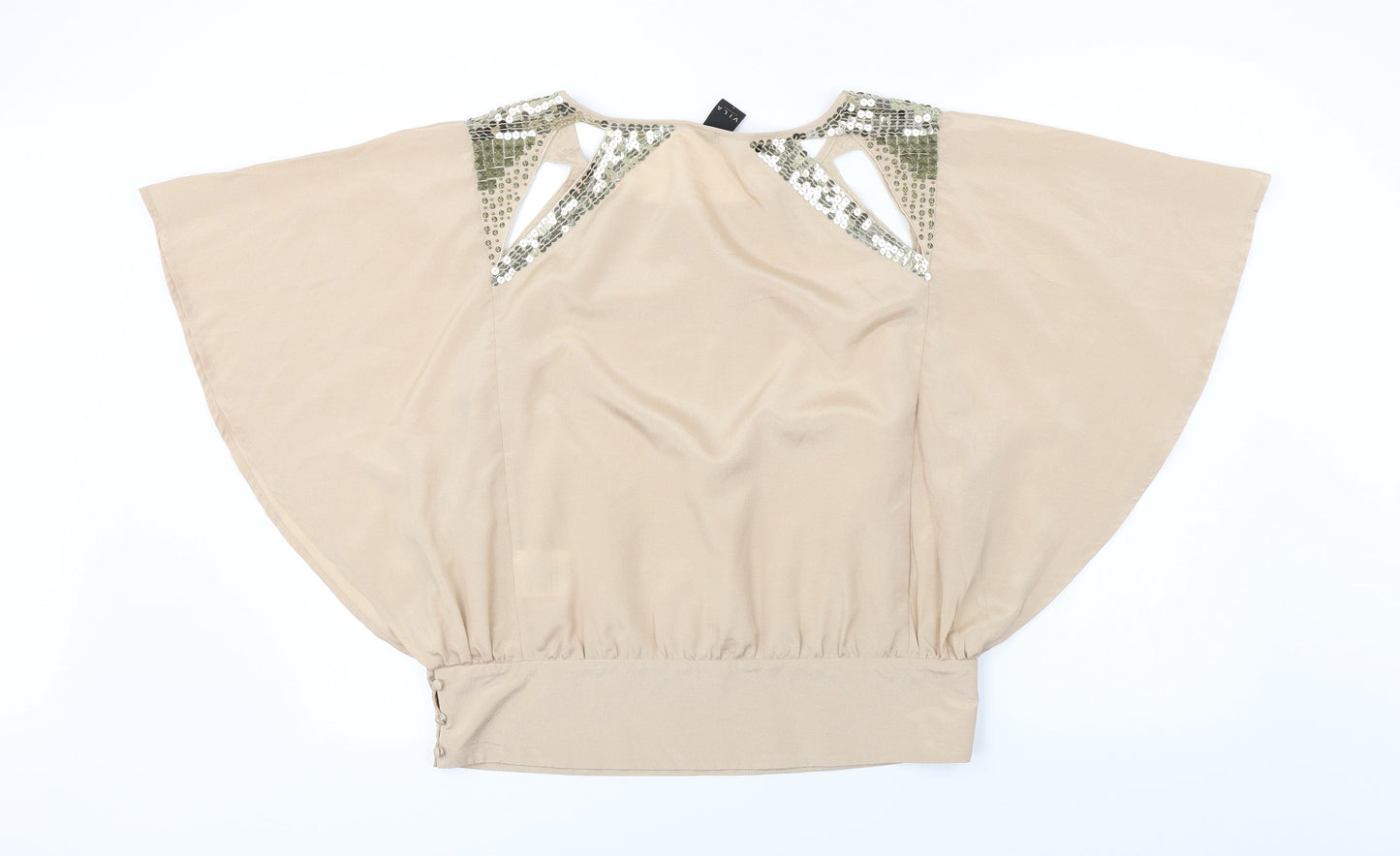 Womens UK Size L Villa Beige Basic Blouse