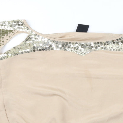 Womens UK Size L Villa Beige Basic Blouse